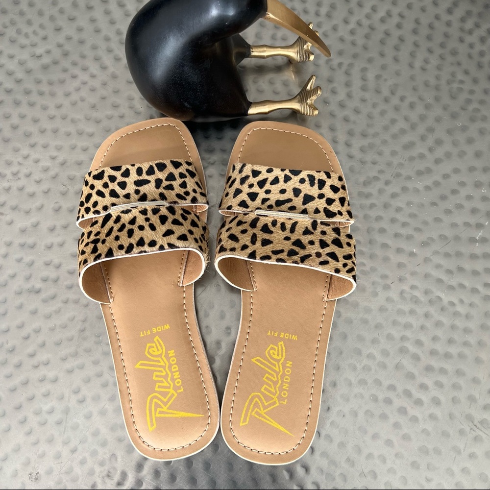 Rule London Leopard Print Leather Slides - image 4